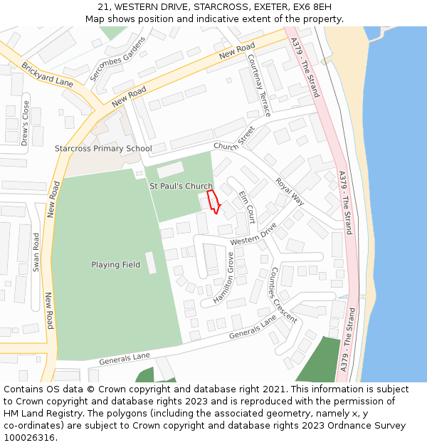 21, WESTERN DRIVE, STARCROSS, EXETER, EX6 8EH: Location map and indicative extent of plot