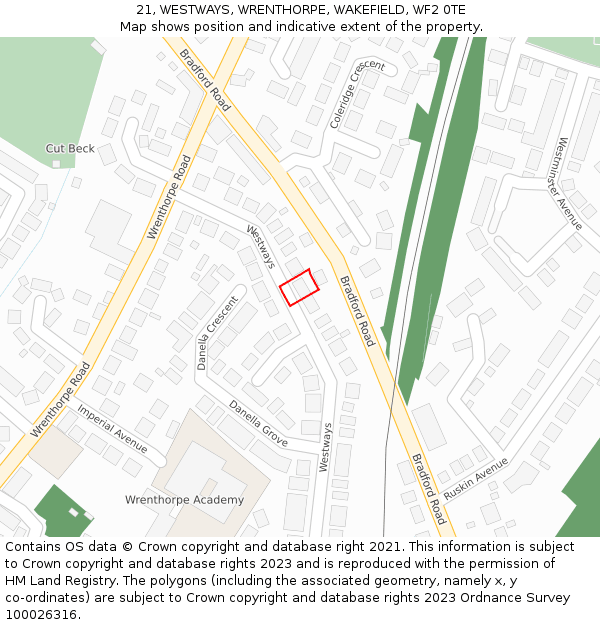 21, WESTWAYS, WRENTHORPE, WAKEFIELD, WF2 0TE: Location map and indicative extent of plot