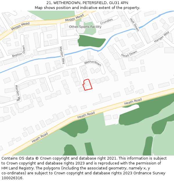 21, WETHERDOWN, PETERSFIELD, GU31 4PN: Location map and indicative extent of plot