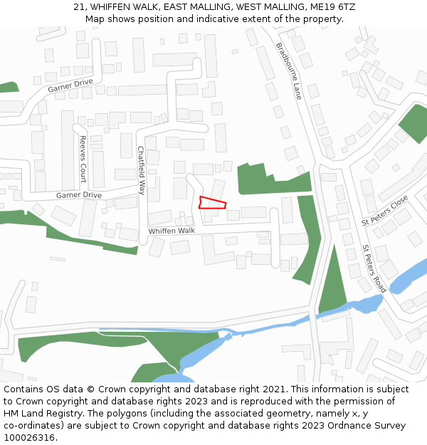 21, WHIFFEN WALK, EAST MALLING, WEST MALLING, ME19 6TZ: Location map and indicative extent of plot