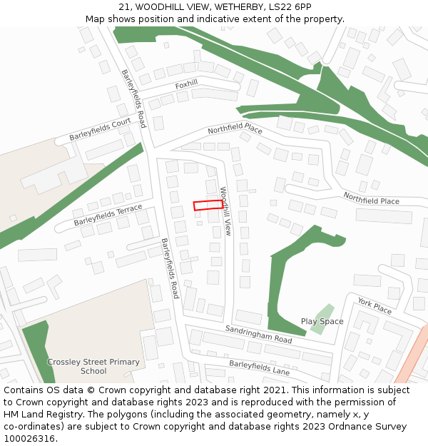 21, WOODHILL VIEW, WETHERBY, LS22 6PP: Location map and indicative extent of plot
