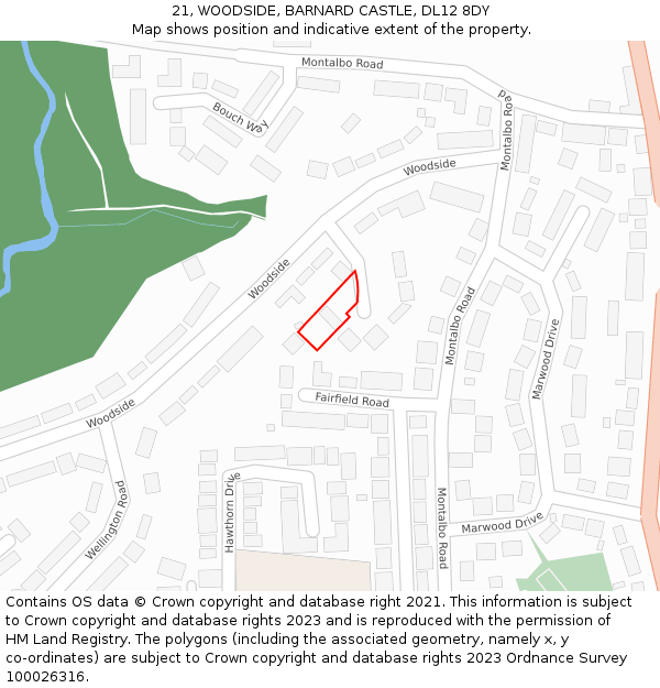 21, WOODSIDE, BARNARD CASTLE, DL12 8DY: Location map and indicative extent of plot