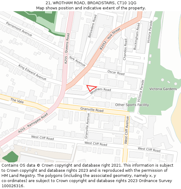 21, WROTHAM ROAD, BROADSTAIRS, CT10 1QG: Location map and indicative extent of plot