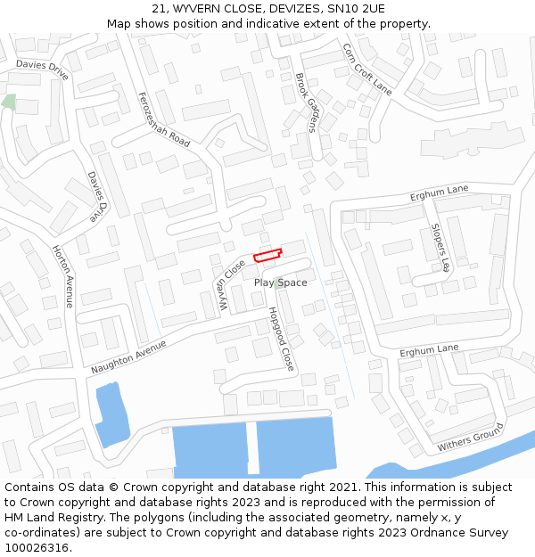21, WYVERN CLOSE, DEVIZES, SN10 2UE: Location map and indicative extent of plot