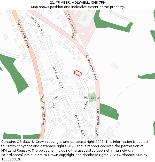21, YR ABER, HOLYWELL, CH8 7RN: Location map and indicative extent of plot