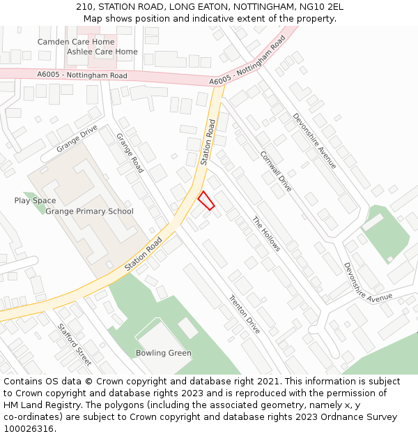 210, STATION ROAD, LONG EATON, NOTTINGHAM, NG10 2EL: Location map and indicative extent of plot