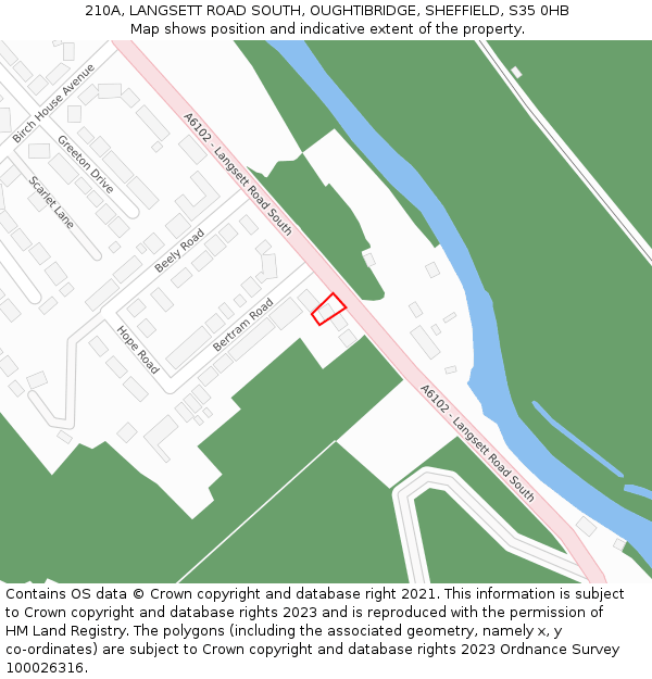 210A, LANGSETT ROAD SOUTH, OUGHTIBRIDGE, SHEFFIELD, S35 0HB: Location map and indicative extent of plot