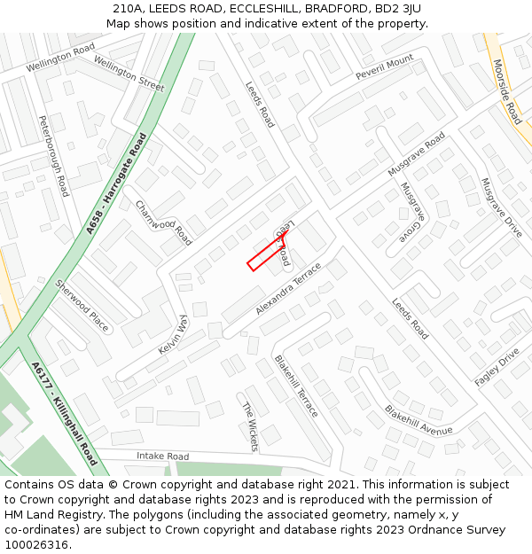 210A, LEEDS ROAD, ECCLESHILL, BRADFORD, BD2 3JU: Location map and indicative extent of plot