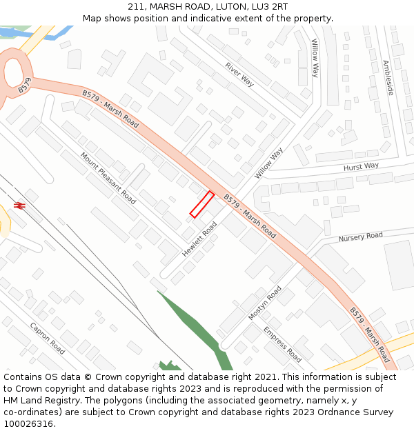 211, MARSH ROAD, LUTON, LU3 2RT: Location map and indicative extent of plot