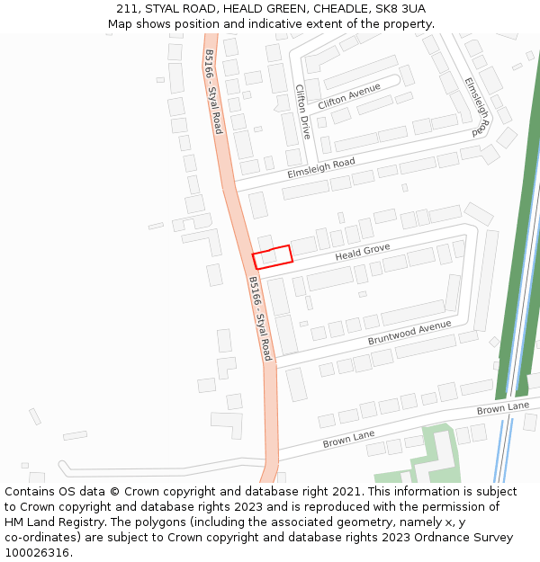 211, STYAL ROAD, HEALD GREEN, CHEADLE, SK8 3UA: Location map and indicative extent of plot