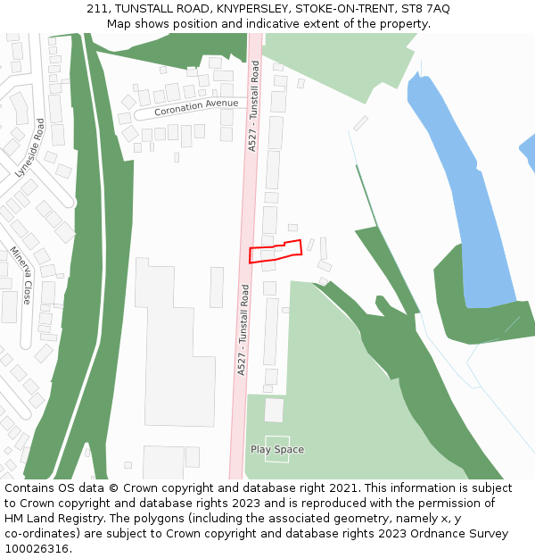 211, TUNSTALL ROAD, KNYPERSLEY, STOKE-ON-TRENT, ST8 7AQ: Location map and indicative extent of plot