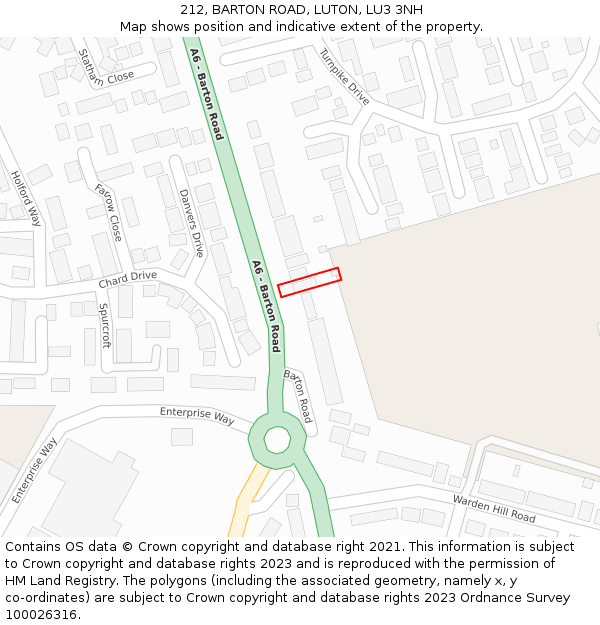 212, BARTON ROAD, LUTON, LU3 3NH: Location map and indicative extent of plot