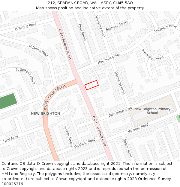 212, SEABANK ROAD, WALLASEY, CH45 5AQ: Location map and indicative extent of plot