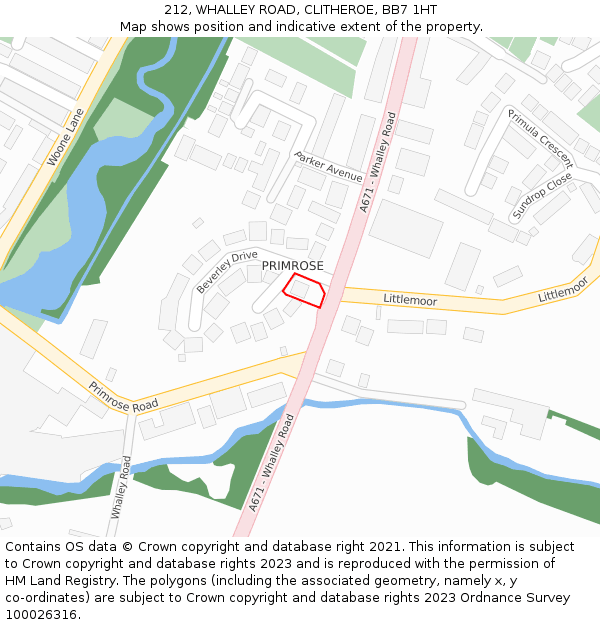 212, WHALLEY ROAD, CLITHEROE, BB7 1HT: Location map and indicative extent of plot