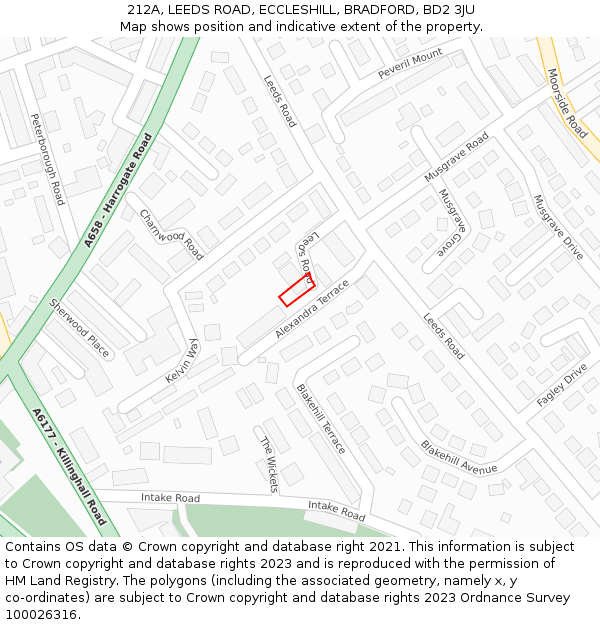 212A, LEEDS ROAD, ECCLESHILL, BRADFORD, BD2 3JU: Location map and indicative extent of plot