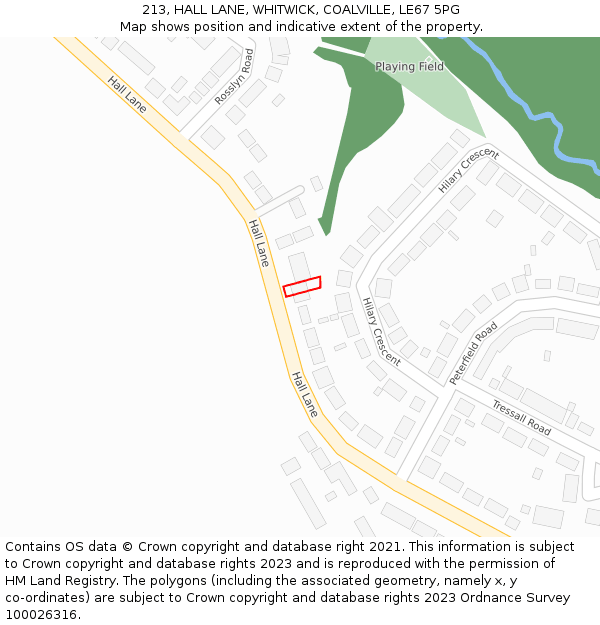 213, HALL LANE, WHITWICK, COALVILLE, LE67 5PG: Location map and indicative extent of plot