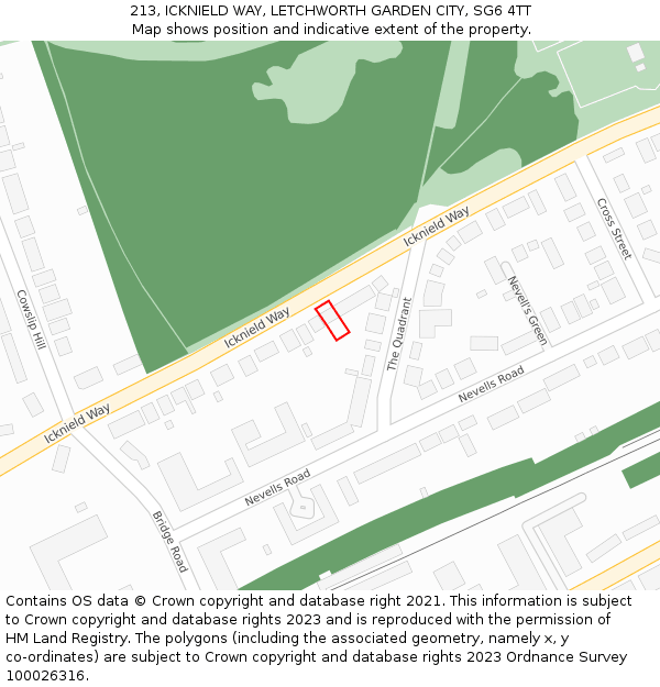 213, ICKNIELD WAY, LETCHWORTH GARDEN CITY, SG6 4TT: Location map and indicative extent of plot