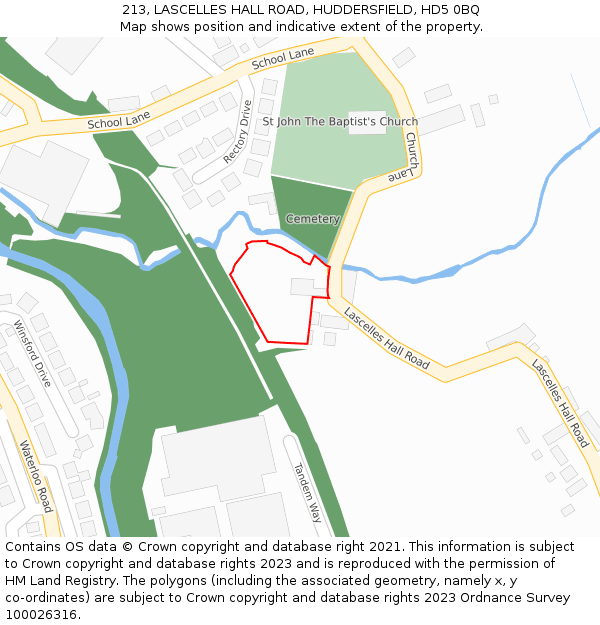 213, LASCELLES HALL ROAD, HUDDERSFIELD, HD5 0BQ: Location map and indicative extent of plot