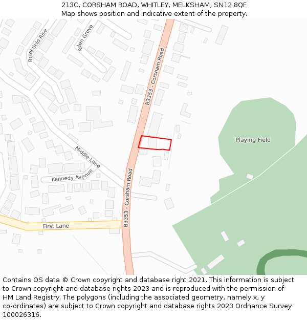 213C, CORSHAM ROAD, WHITLEY, MELKSHAM, SN12 8QF: Location map and indicative extent of plot