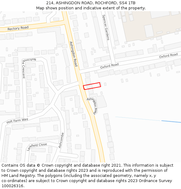 214, ASHINGDON ROAD, ROCHFORD, SS4 1TB: Location map and indicative extent of plot