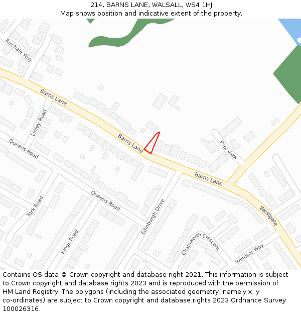 214, BARNS LANE, WALSALL, WS4 1HJ: Location map and indicative extent of plot