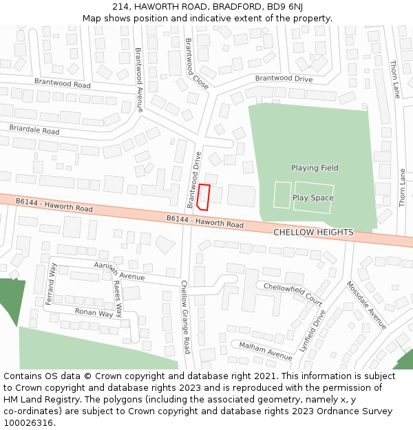 214, HAWORTH ROAD, BRADFORD, BD9 6NJ: Location map and indicative extent of plot