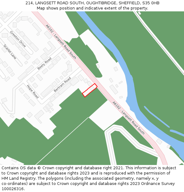 214, LANGSETT ROAD SOUTH, OUGHTIBRIDGE, SHEFFIELD, S35 0HB: Location map and indicative extent of plot