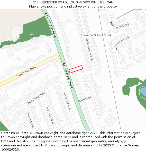 214, LEICESTER ROAD, LOUGHBOROUGH, LE11 2AH: Location map and indicative extent of plot