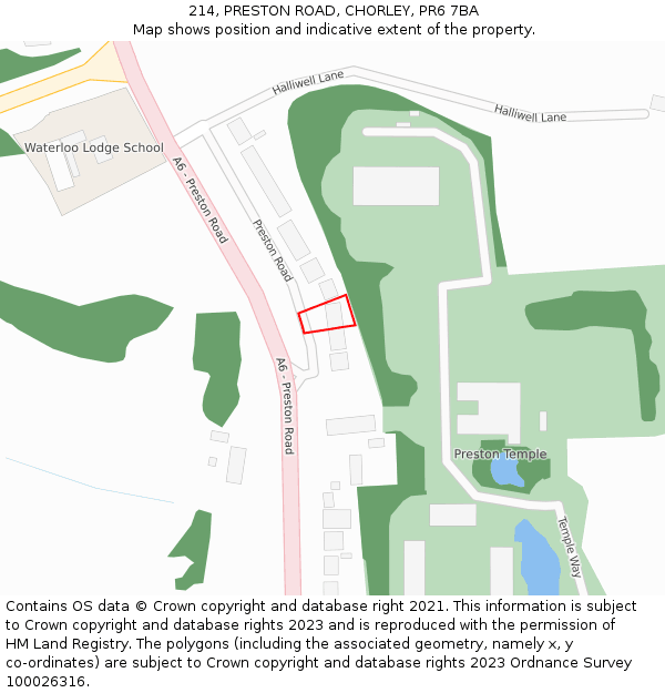 214, PRESTON ROAD, CHORLEY, PR6 7BA: Location map and indicative extent of plot