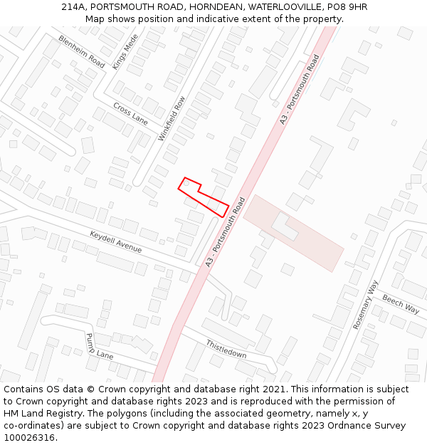 214A, PORTSMOUTH ROAD, HORNDEAN, WATERLOOVILLE, PO8 9HR: Location map and indicative extent of plot