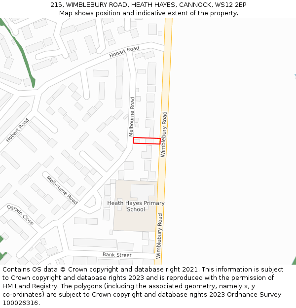 215, WIMBLEBURY ROAD, HEATH HAYES, CANNOCK, WS12 2EP: Location map and indicative extent of plot