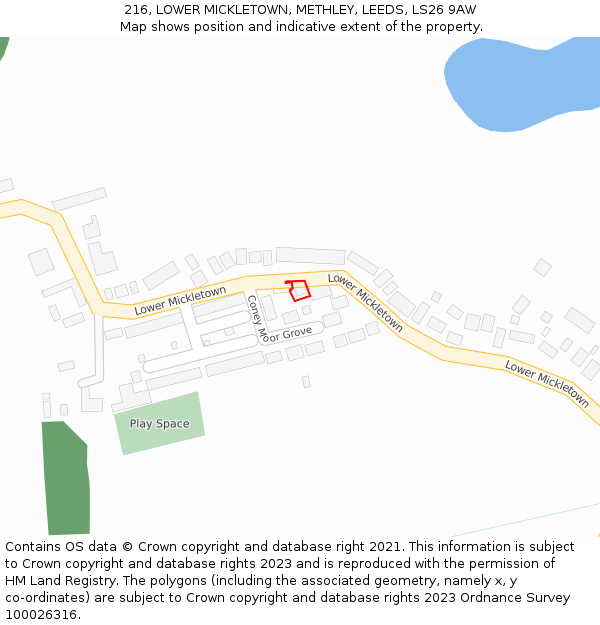 216, LOWER MICKLETOWN, METHLEY, LEEDS, LS26 9AW: Location map and indicative extent of plot