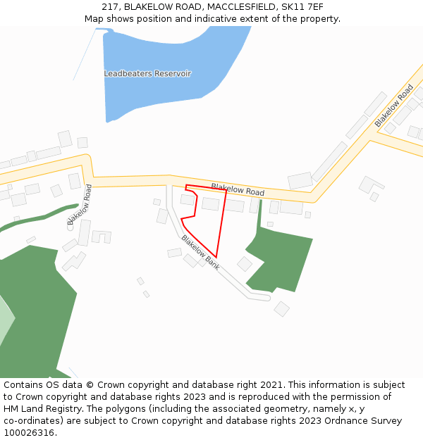 217, BLAKELOW ROAD, MACCLESFIELD, SK11 7EF: Location map and indicative extent of plot