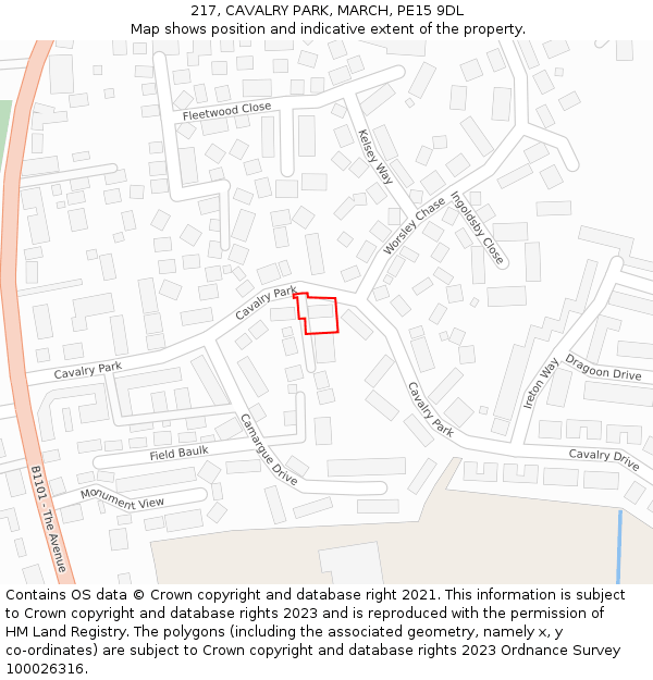 217, CAVALRY PARK, MARCH, PE15 9DL: Location map and indicative extent of plot