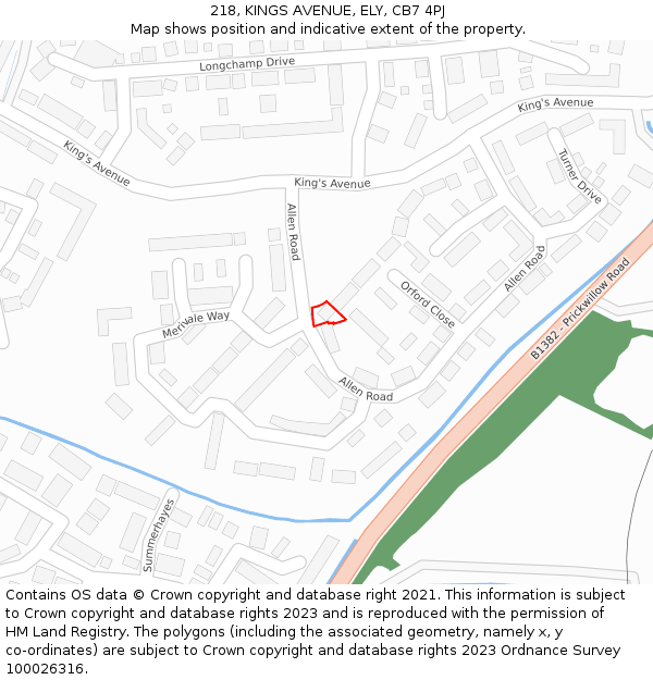 218, KINGS AVENUE, ELY, CB7 4PJ: Location map and indicative extent of plot