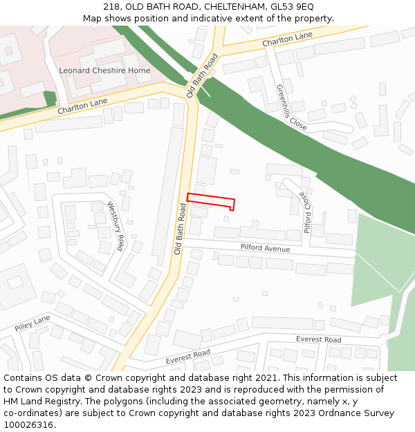 218, OLD BATH ROAD, CHELTENHAM, GL53 9EQ: Location map and indicative extent of plot