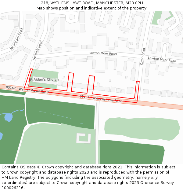 218, WYTHENSHAWE ROAD, MANCHESTER, M23 0PH: Location map and indicative extent of plot