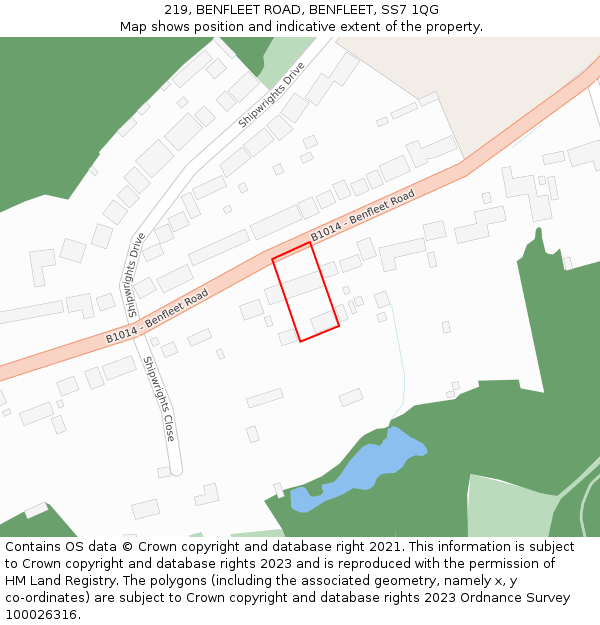 219, BENFLEET ROAD, BENFLEET, SS7 1QG: Location map and indicative extent of plot