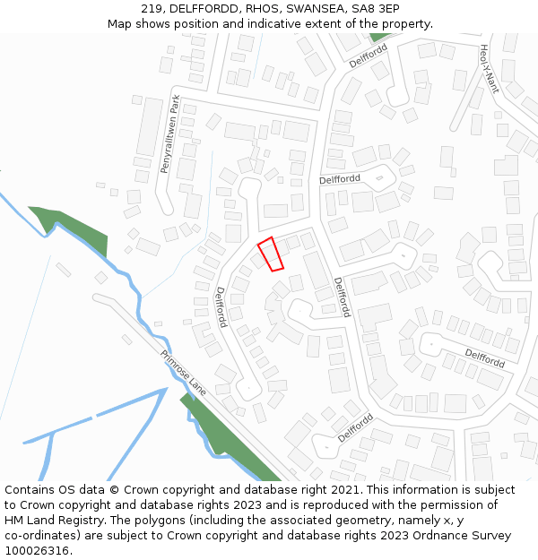 219, DELFFORDD, RHOS, SWANSEA, SA8 3EP: Location map and indicative extent of plot