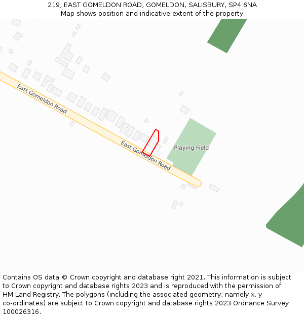 219, EAST GOMELDON ROAD, GOMELDON, SALISBURY, SP4 6NA: Location map and indicative extent of plot