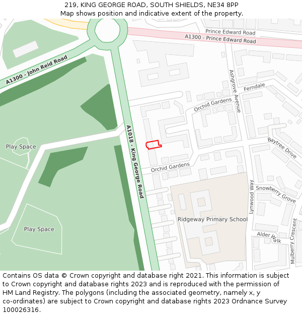 219, KING GEORGE ROAD, SOUTH SHIELDS, NE34 8PP: Location map and indicative extent of plot