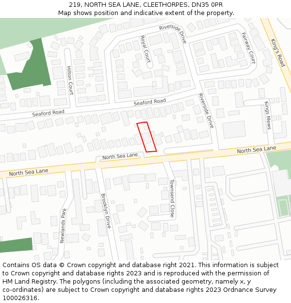 219, NORTH SEA LANE, CLEETHORPES, DN35 0PR: Location map and indicative extent of plot