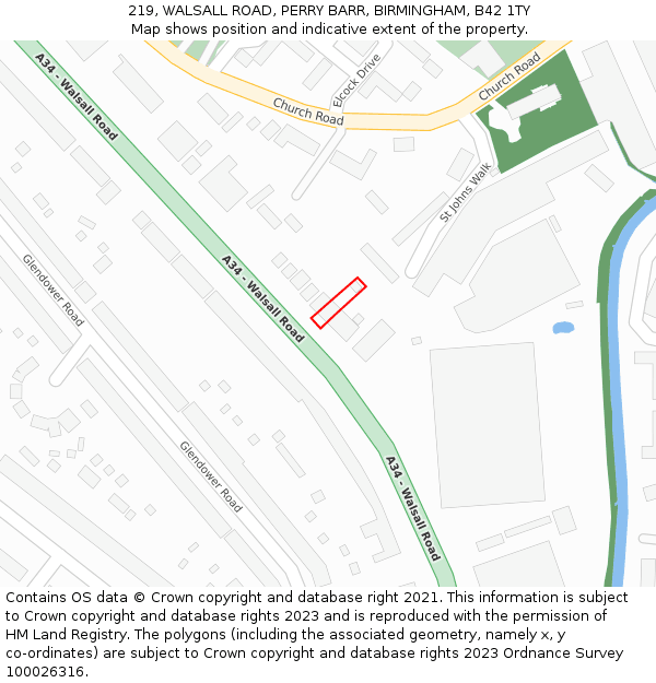 219, WALSALL ROAD, PERRY BARR, BIRMINGHAM, B42 1TY: Location map and indicative extent of plot