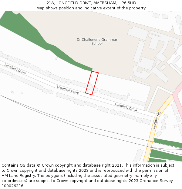 21A, LONGFIELD DRIVE, AMERSHAM, HP6 5HD: Location map and indicative extent of plot