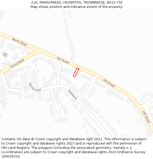 21A, MARSHMEAD, HILPERTON, TROWBRIDGE, BA14 7SF: Location map and indicative extent of plot