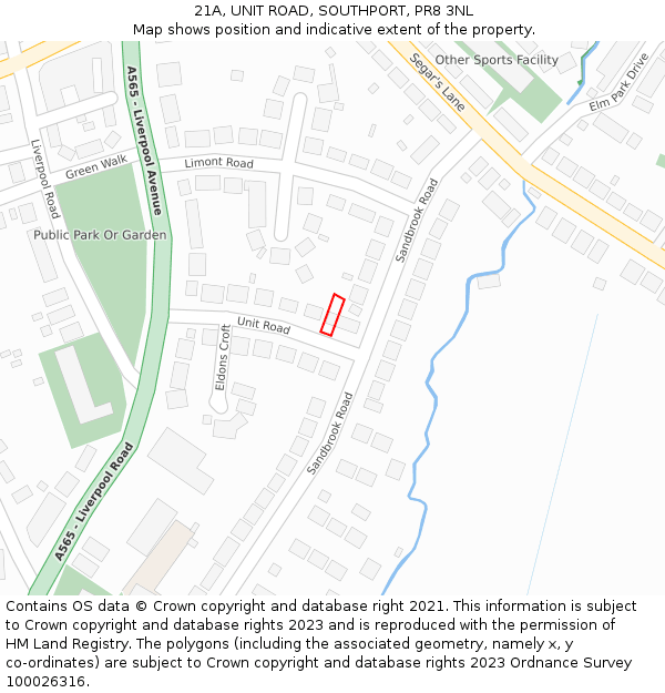 21A, UNIT ROAD, SOUTHPORT, PR8 3NL: Location map and indicative extent of plot