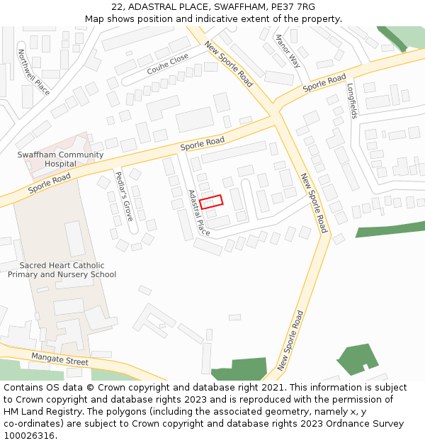 22, ADASTRAL PLACE, SWAFFHAM, PE37 7RG: Location map and indicative extent of plot