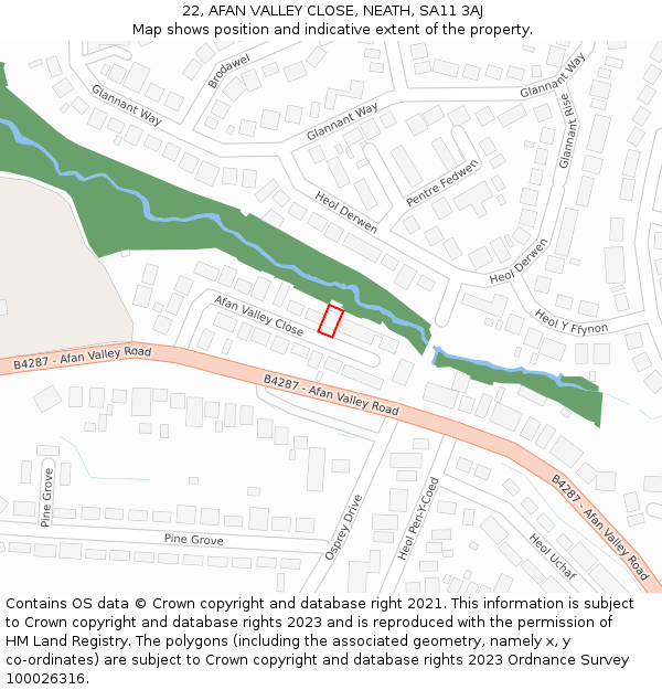 22, AFAN VALLEY CLOSE, NEATH, SA11 3AJ: Location map and indicative extent of plot