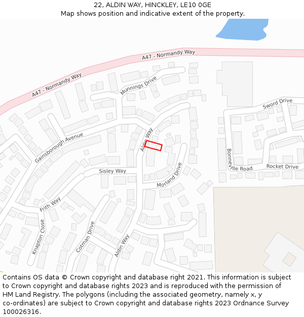 22, ALDIN WAY, HINCKLEY, LE10 0GE: Location map and indicative extent of plot