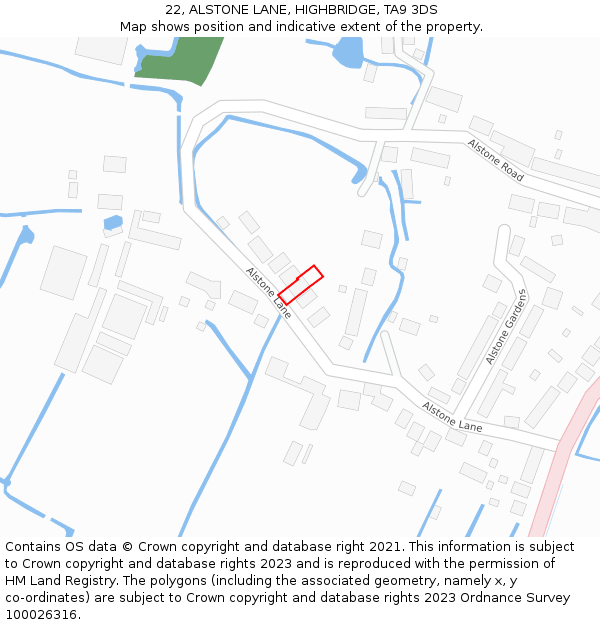 22, ALSTONE LANE, HIGHBRIDGE, TA9 3DS: Location map and indicative extent of plot